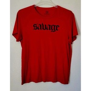Men's EXPRESS "SAVAGE" T-shirt LARGE Red & Black Super Soft